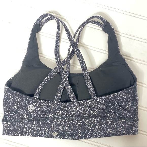 Lululemon Energy Bra Mini Splatter White Black Sz 4 876 - Picture 5 of 9